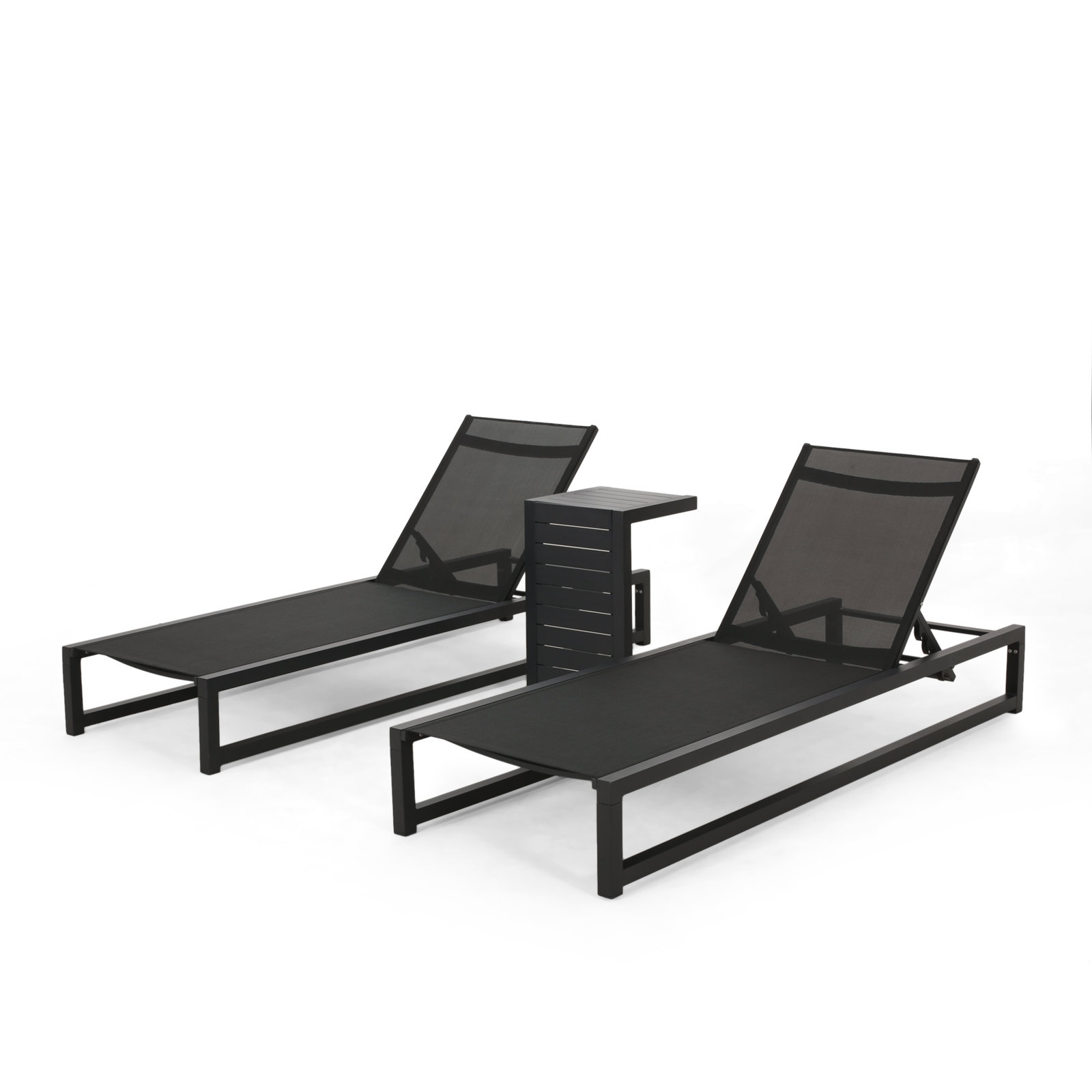 Anxo 26.5'' Outdoor Aluminum Chaise Lounge Set with Table