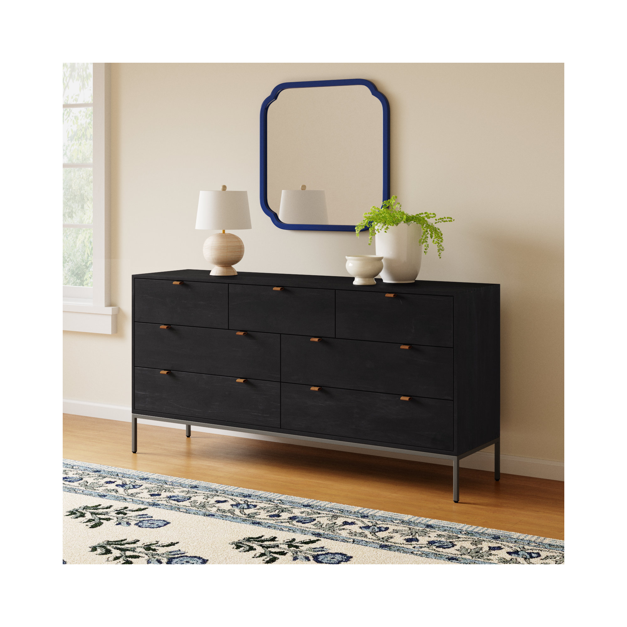 Loki 7 - Drawer Dresser, Black Wash Poplar