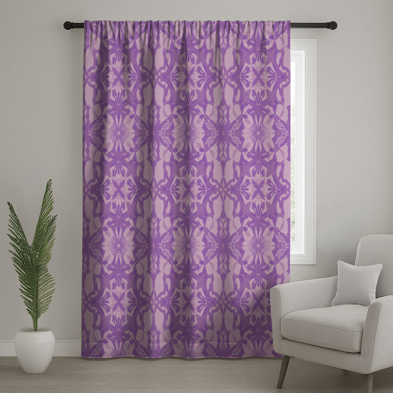 Rideaux de fenêtre mauve à motif complexe, voilages et voilages à motif mandala - 1 panneau, Blocage
