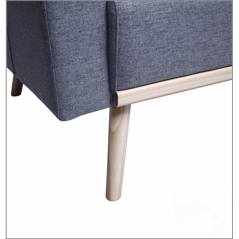 Causeuse 56,5 po en tissu de lin gris foncé avec poches de chargement USB et coussins
