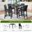 5 Piece Counter Height Table Set, Wooden Kitchen Table Set With Square Table And 4 Upholstered Chairs, Counter Height Dining Table With Crystal Decoration And Chair Set For Kitchen, Dining Room,Black