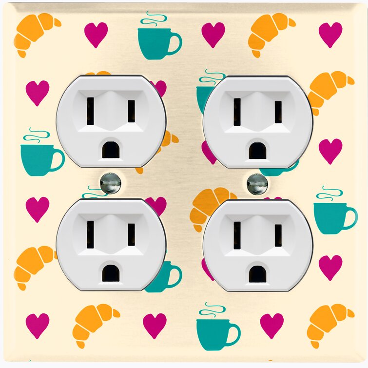 WorldAcc Metal Light Switch Plate Outlet Cover (Coffee Cups
