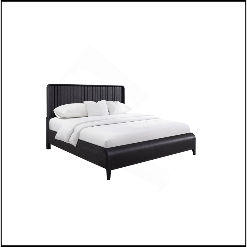 Grand lit à panneau cascade avec tête de lit à rainures unique et placages d'orme durable pour plus de confort et de style