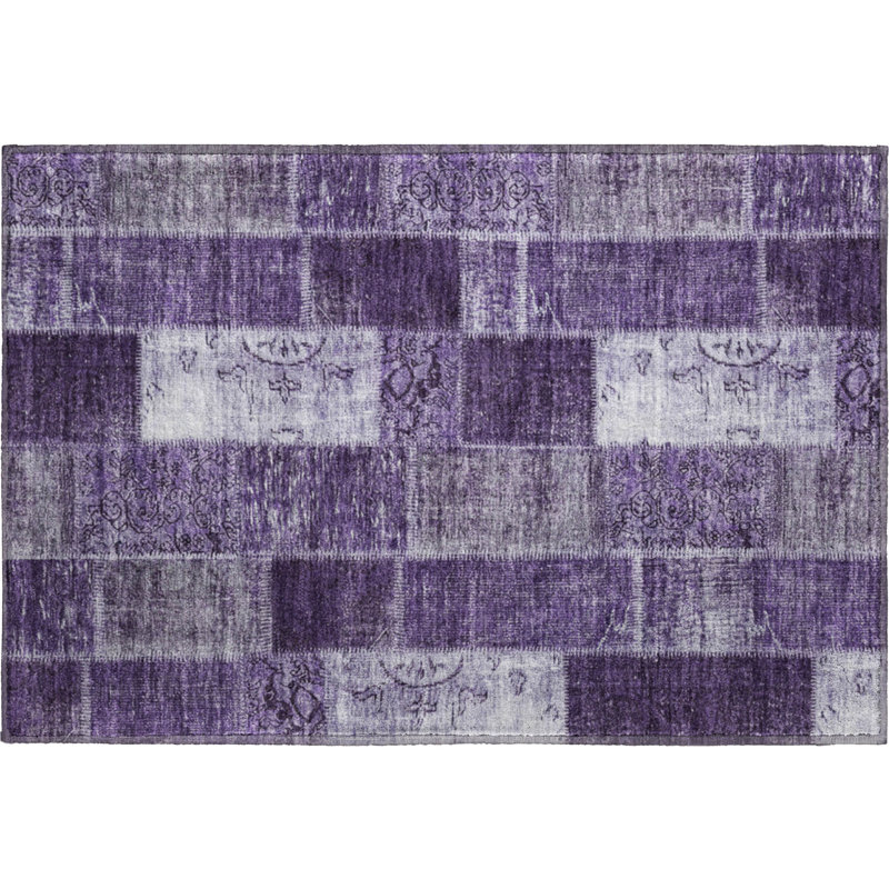 Premium Machine Washable Cerrito Purple Rug, Rectangle 1'8" x 2'6"
