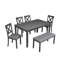 Table de salle à manger rectangulaire avec banc, table de cuisine idéale pour les petits espaces et les réunions de famille, assurant confort et style.-5598222-5598258-5598221