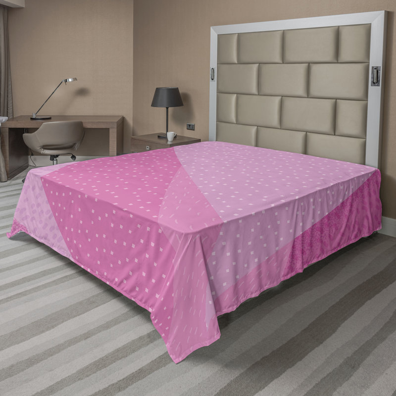 Drap plat moderne de style bohème Ambesonne, Pale Fuchsia/Soft Pink Geometric 3, Full Flat Sheet