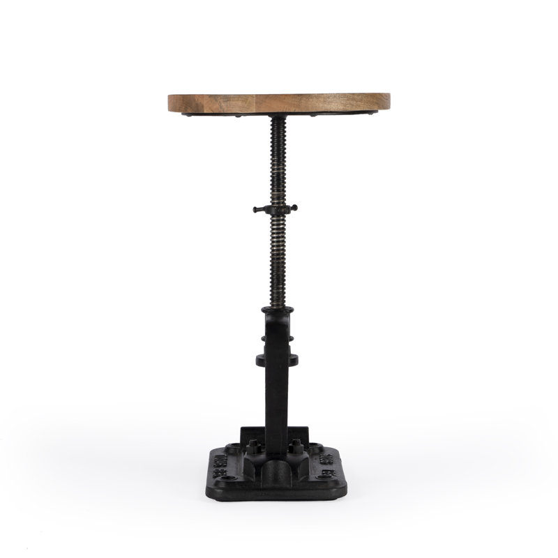 Ellis Adjustable Pedestal Side table, Brown/Black