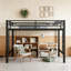 Grand lit mezzanine en métal avec échelle et garde-corps, noir, peu encombrant et durable-73163426