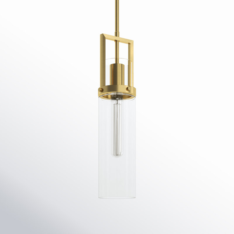 Great Smoky 1 - Light Single Drop Pendant Pendant, Brushed Brass, Clear, 17.63" H x 4.25" W x 4.25" D