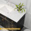 Meuble-lavabo simple Barnhart 48 po entièrement assemblé avec comptoir en pierre reconstituée, lavabo en céramique, peinture à la main, tiroirs à fermeture amortie sous le meuble et charnières de porte à fermeture amortie, dosseret inclus-107366405