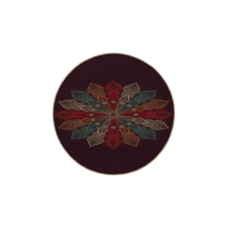 Colorful Leafy Star Patterned Woven Base Carpet And Washable Carpet, Runner 2'6" x 9'11"