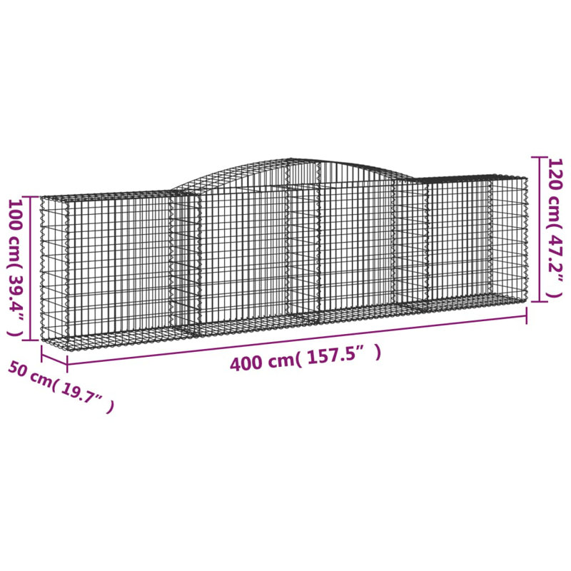 Clôture en métal Gabion arquée H 4 pi x l 13 pi
