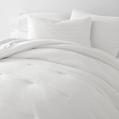 Waffle Textured 3-PC Comforter Set All Season Down-Alternative Ultra Soft Bedding