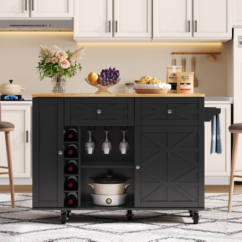 Wood Kitchen Cart, Black
