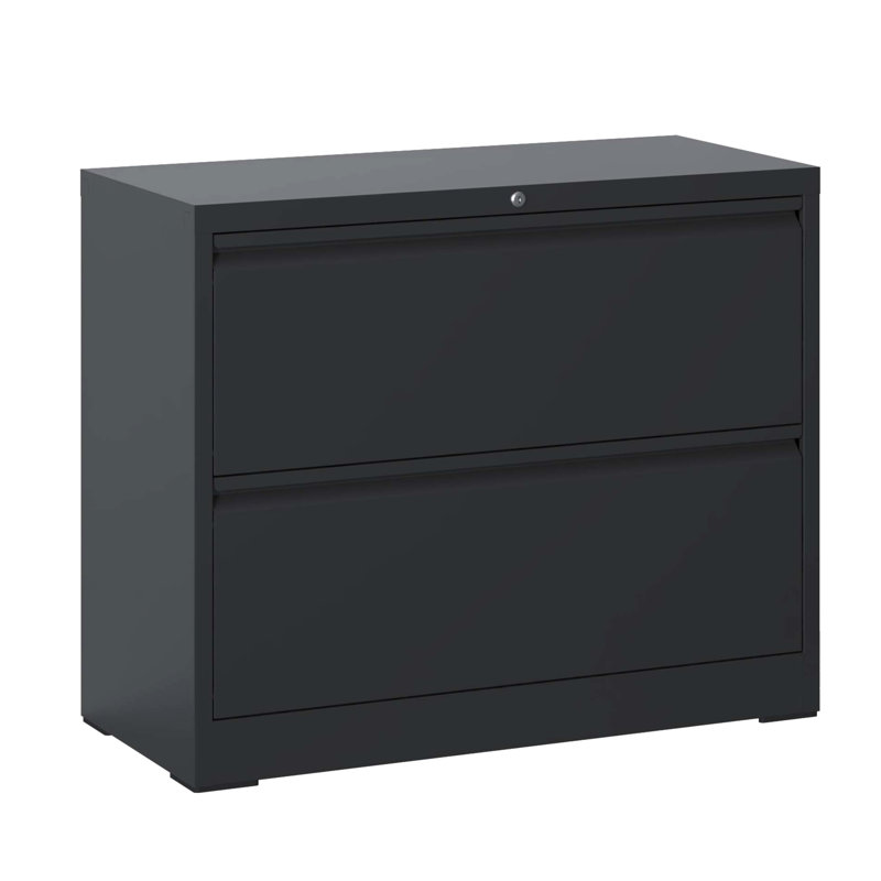 Metal 2 Office File Cabinet With Lock, Black, For Efficient Storage, Fits Different Sizes High-Security Cabinet, Black Office, Multiple Formats