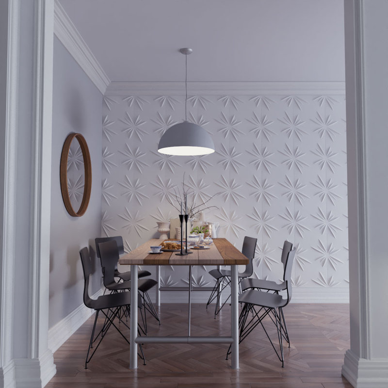 Inula White Textured 3D PVC Decorative Wall Panel