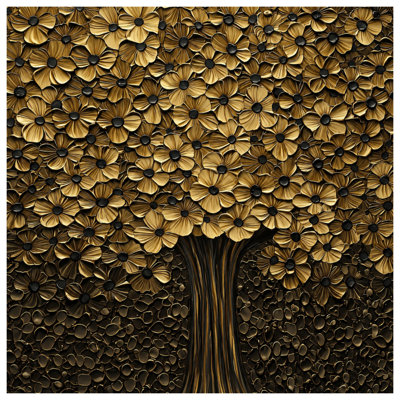 Gold Floral Tree Bath Mat
