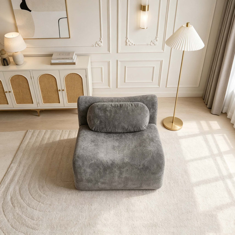 Compression Wave Sofa Chair, Convertible Floor Sofa Bed, DIY Boneless Modular Sectional Sofa, No Assembly Required, Rabbit Velvet Fabric