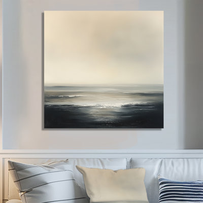 Ligne de marée atténuée - Impression sur toile beige côtière