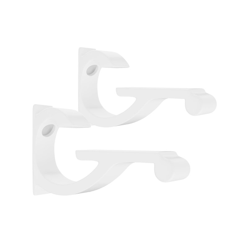 Support de tablette en aluminium Designer pour verre blanc de 5/8 po à 3/4 po, paquet de 2, Blanc
