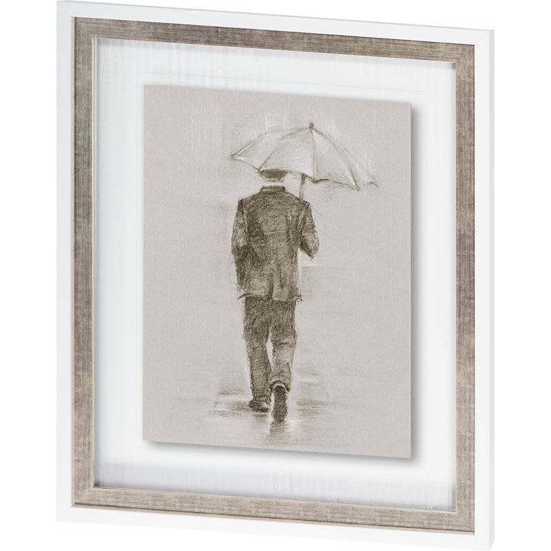 «Rainy Day Rendezvous», reproduction d'art encadrée texturée matte sous verre, Rendez-vous par temps de pluie II