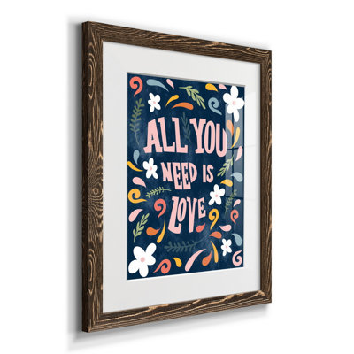 «All You Need Is Love», reproduction d'art textuel sur papier encadré