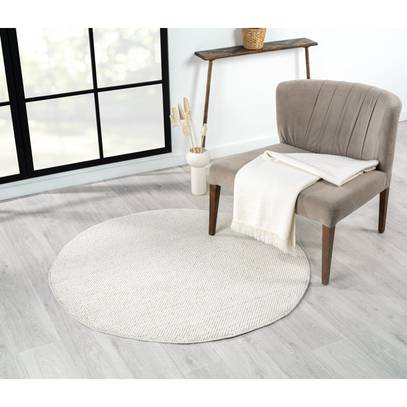 Elysia white Rug, Round 120cm