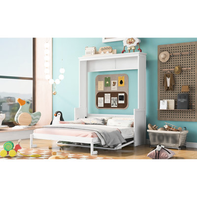 Grand lit avec tablette, blanc - Améliore la disposition de la chambre à coucher et la taille fonctionnelle