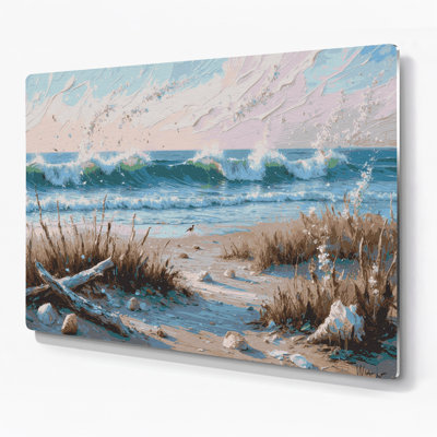 Coastal Spring Beach Gray Metal Wall Art