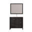 Meuble-lavabo de 35,5 po, noir, lavabo en résine, armoire spacieuse, charnières, surface imperméable, tiroirs de conception américaine, conception à éclaboussures, fabrication en contreplaqué, durabilité