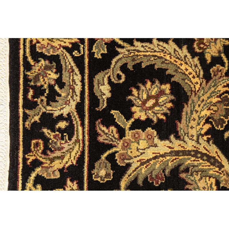 Tapis noir et noir de haute qualité noué à la main