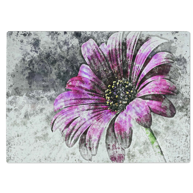 Tempered Glass Daisy Chopping Board, 28.5 cm W x 20 cm L