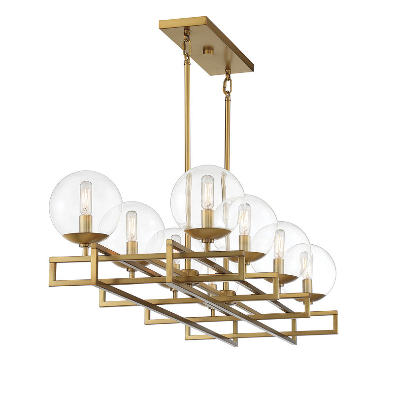 Lustre linéaire à 8 lumières Gmur, Laiton