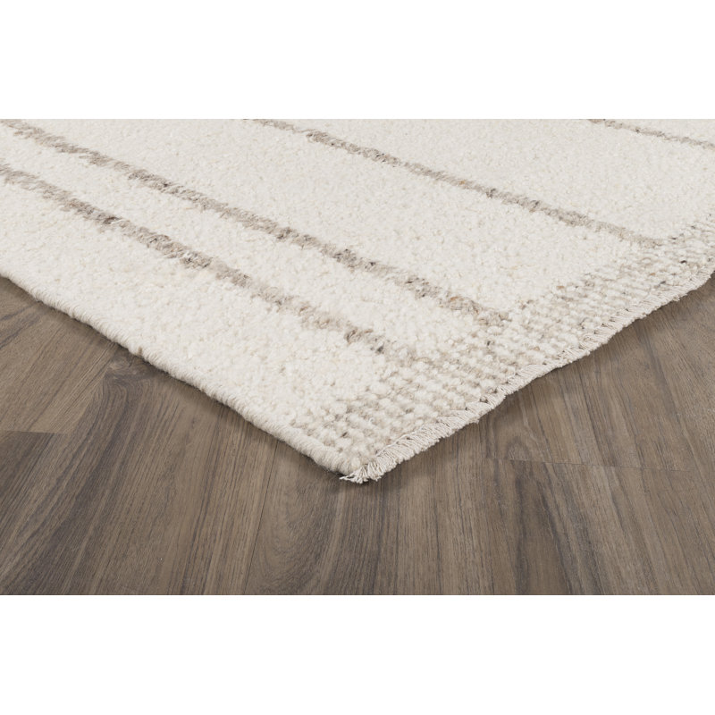 Xava Ecru Stripe Area Rug, Rectangle 6' x 9'