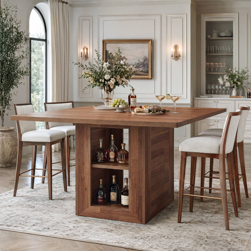 Square Counter Height Dining Table with Open Storage