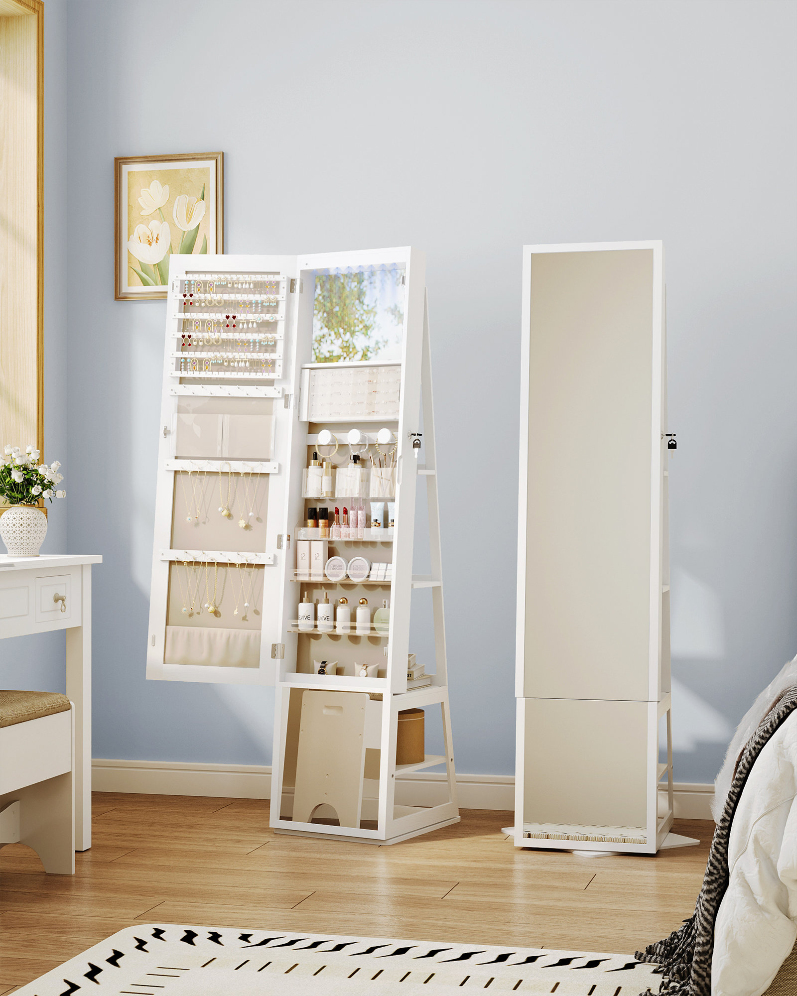 Latitude Run® Nickalos 14.6'' Wide Free-Standing Jewellery Armoire ...