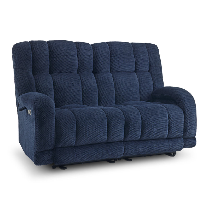 Latitude Run Power Recliner Loveseat Sofa With Adjustable Headrest, Heat And Vibration, 64.6" Fabric Electric Reclining Loveseat With USB Charge Ports