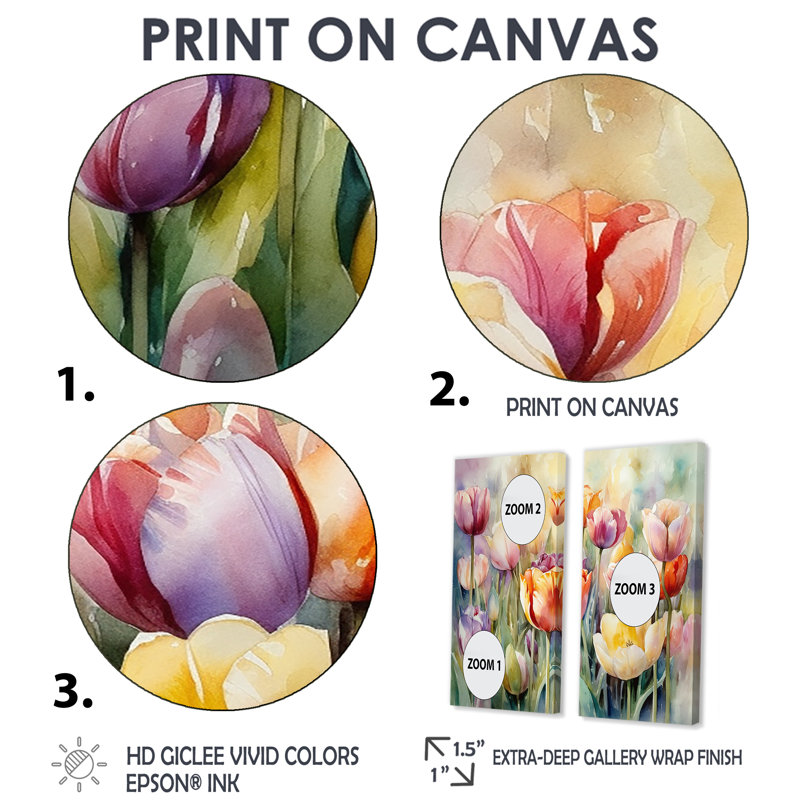 Mallette - décoration murale tulipe florale, 40" H x 40" W, Wrapped Canvas, Does Not Apply