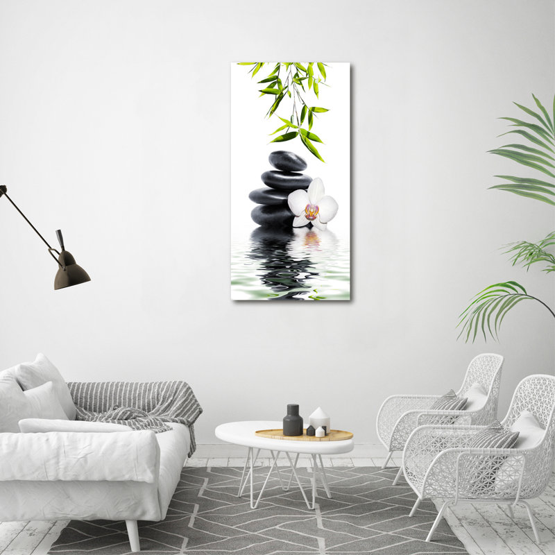 Orchid And Stones - Wrapped Canvas Print