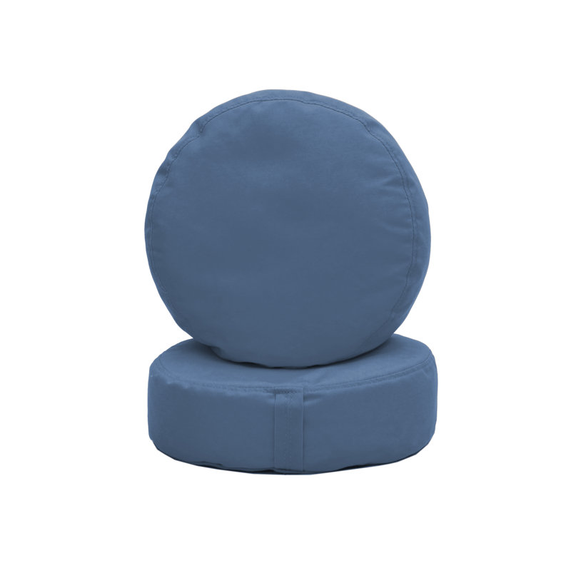 Coussin à billes rond 16 po Element, Bleu denim
