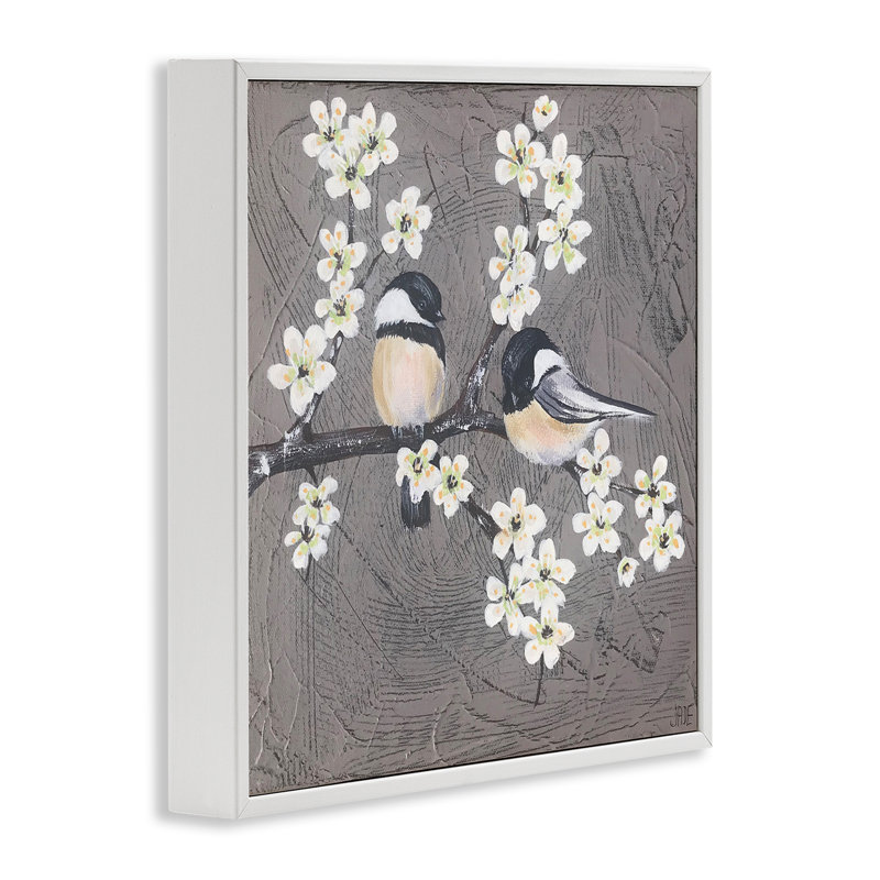 Paire d'oiseaux sur une branche, estampe numérique par Jade Reynolds, Estampe numérique encadrée blanc bord de mer