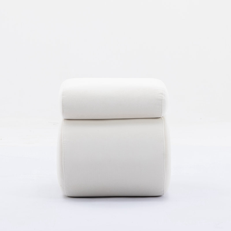 Velvet Ottoman, White Velvet