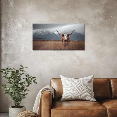 Large Highland Cow Canvas Wall Art Rustic Animal Pictures Wall Decor, Serene Pasture Photography Living Room Painting, Earth Tone Highland Cow Wall Decor for Bedroom Office