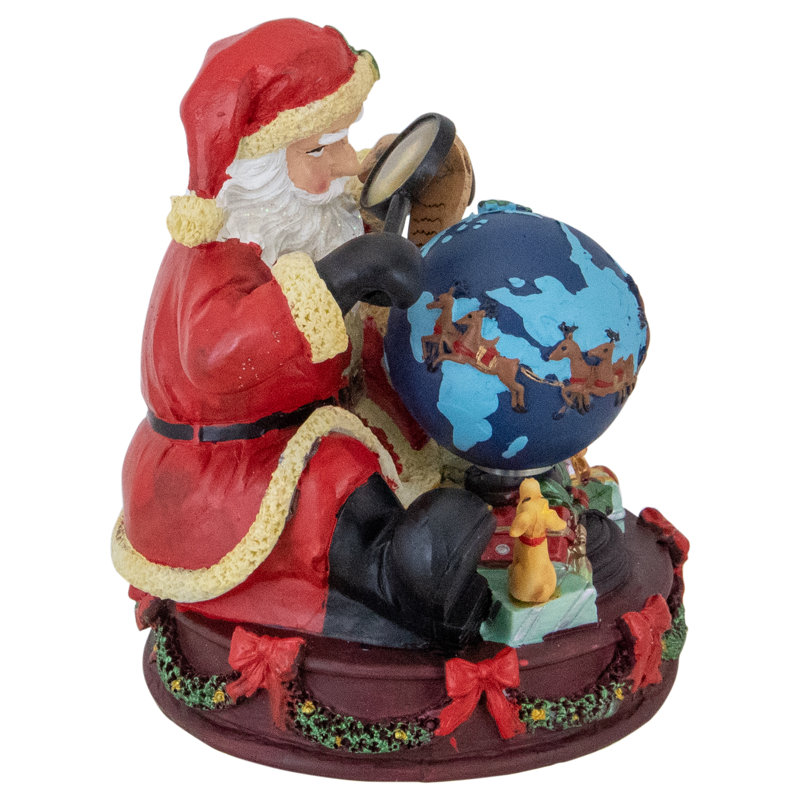 Figurine de père Noël musical 5,75 "vérifiant sa liste