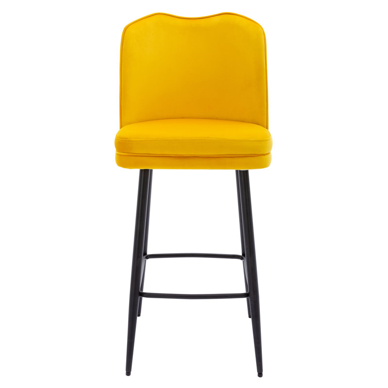 Henline Upholstered Counter Stool with Metal Frame, Yellow