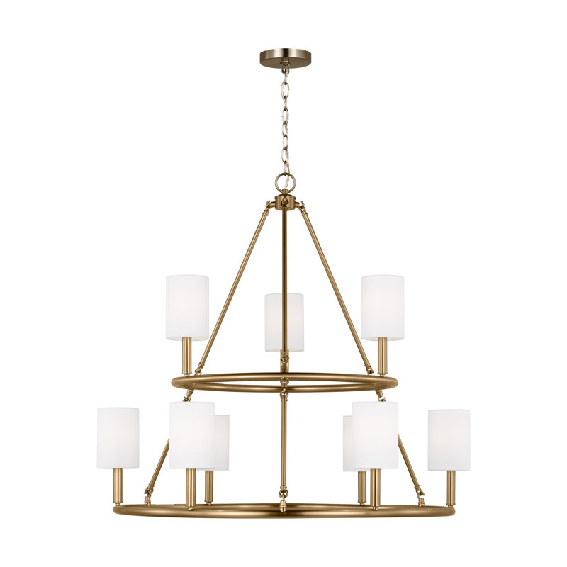 Très grand lustre 9 lumières Egmont, Laiton satiné