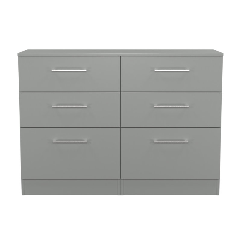 Berklin 110 cm W Chest of 6 Drawers, Uniform Grey/Dusk Grey