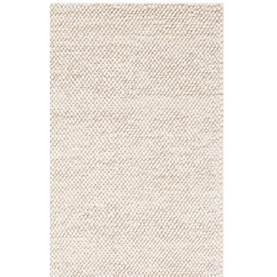 Tapis touffeté à la main de couleur unie Almus beige / ivoire