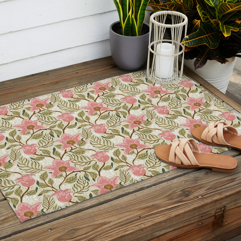 Takengon Floral Indoor / Outdoor Rug, Rectangle 2' x 3'