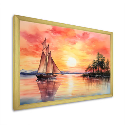 Couleurs pastel voilier coucher de soleil VI - bateau à voile, art mural